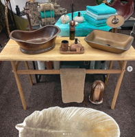 Měděné rustikální umyvadlo s baterií Antique Marble