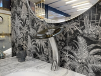 Waterfall Collection '23 - Chromová páková baterie k umyvadlu na desku - hnědé sklo