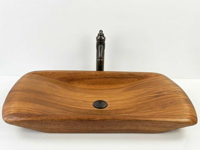 Rustikální dřevěné umyvadlo na desku ze dřeva Iroko