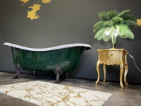 Zelená volně stojící vana Clawfoot Moss Green