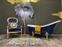 Safírově modrá volně stojící vana