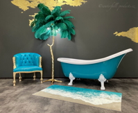 Tyrkysová volně stojící vana