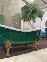 Zelená volně stojící vana Clawfoot Moss Green