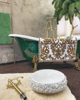 Zelená volně stojící vana Clawfoot Moss Green