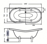 Retro volně stojící vana Mahogany Brown 188cm