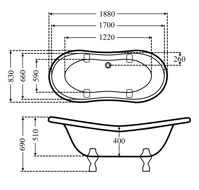 Volně stojící vana Clawfoot