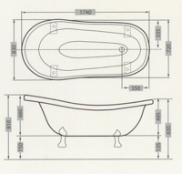 Zlatá volně stojící vana Gold Leaf