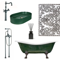 Zelená retro volně stojící vana Fir Green 188cm