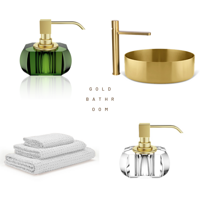 Zlatý čirý skleněný dávkovač na tekuté mýdlo KRISTALL by Decor Walther