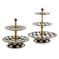 COURTLY CHECK luxusní servírovací tác dvoupatrový Mackenzie Childs