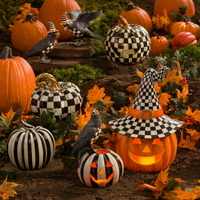 Mackenzie-Childs Halloween dýně - Courtly Check LED Jack O' Lantern