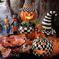 Mackenzie-Childs Halloween dýně - Courtly Check LED Jack O' Lantern
