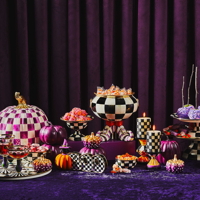 Plum Check Halloween fialová dýně velká - Mackenzie-Childs