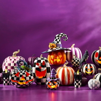 Plum Check Halloween fialová dýně velká - Mackenzie-Childs