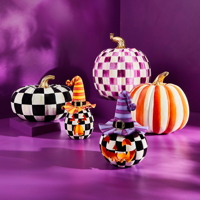 Plum Check Halloween fialová dýně velká - Mackenzie-Childs