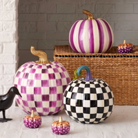 Plum Check Halloween fialová dýně velká - Mackenzie-Childs