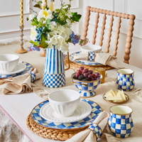 Modrý smaltovaný hrnek ROYAL CHECK Mackenzie-Childs