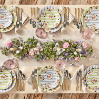 WILDFLOWERS zelený porcelánový servírovací talíř 19cm - Mackenzie-Childs