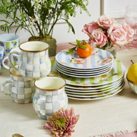 WILDFLOWERS zelený porcelánový servírovací talíř 19cm - Mackenzie-Childs