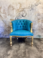 Zlaté koktejlové křeslo Curlicue Baroque Turquoise