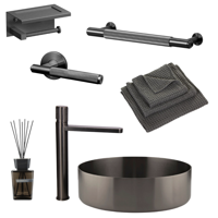 Luxusní nerezový umyvadlový set Gun Metal