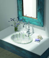 Luxusní keramické zápustné retro umyvadlo LAVANDA FLOWER