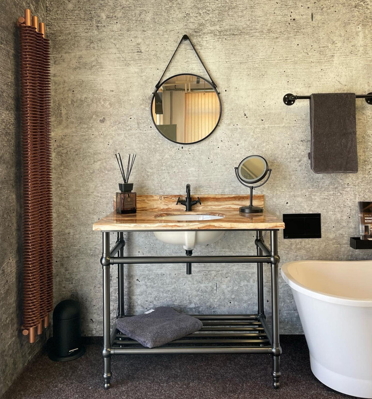 Retro koupelnový stolek olejem gumovaný bronz