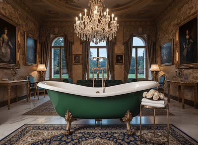 Zelená volně stojící vana Clawfoot Moss Green