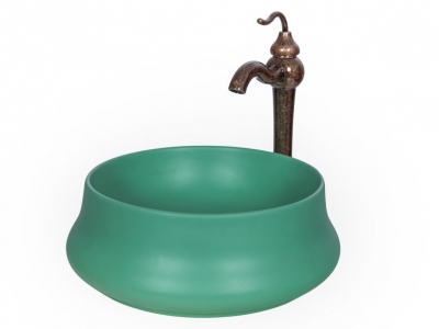 Torquoise vessel sink bathroom set