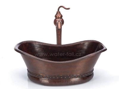 Copper sink and Antique Marble Vessel Sink Faucet