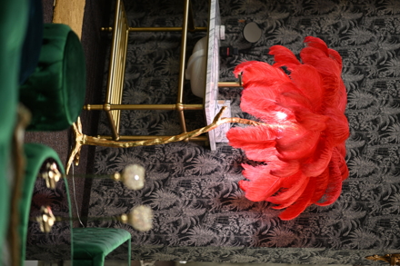 Designová peříčková lampa Ostrich Lipstick Red 180cm