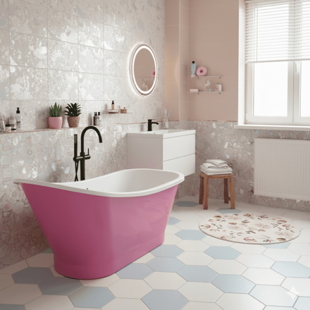 Růžová volně stojící vana Queen Pink