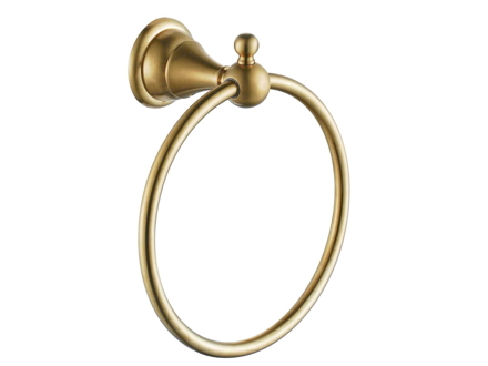 Luxusní zlatý držák na ručníky Ring Deira Satin Gold