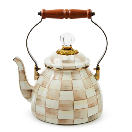 Mocha Check smaltovaná konvice na čaj Mackenzie-Childs 1,89L 