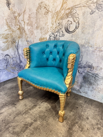 Zlaté koktejlové křeslo Curlicue Baroque Turquoise