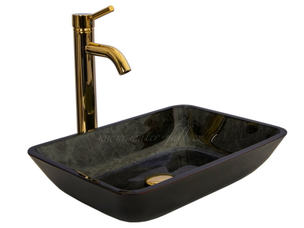Tmavě zelený elegantní umyvadlový set Gold Sense