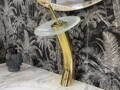 Waterfall Collection '23 - Zlatá páková baterie k umyvadlu na desku - bílé sklo