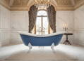 Modrá volně stojící vana Clawfoot Pigeon Blue