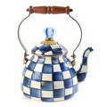 Modrá smaltovaná konvice na čaj Mackenzie-Childs 1,89L - ROYAL CHECK kolekce