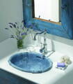 Luxusní keramické modré zápustné retro umyvadlo SHABBY CHIC